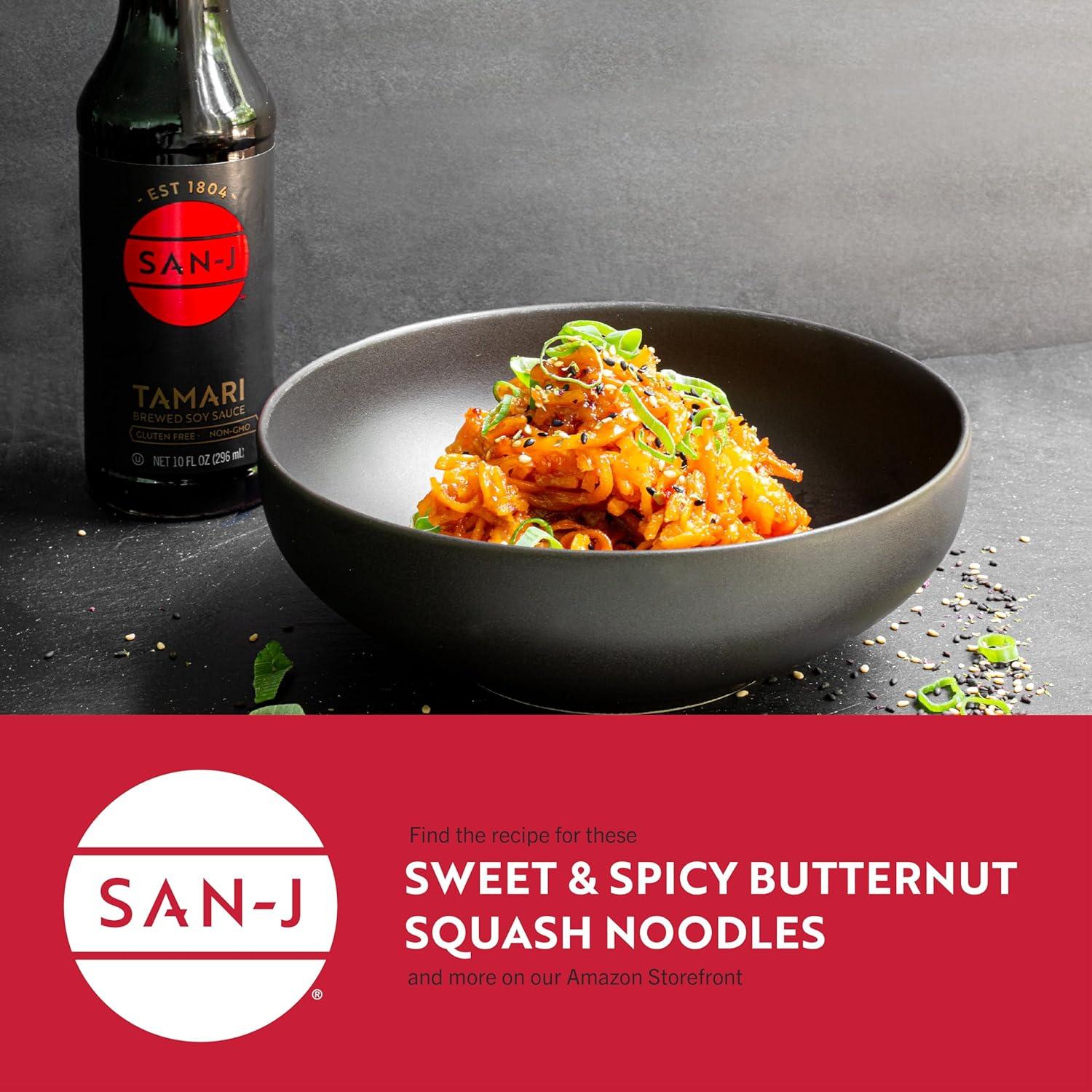 image:imageSanJ Gluten Free Tamari Soy Sauce Specially Brewed Made with 100 Soy 10 oz Bottles 2 Pack Includes a Collectors Tin