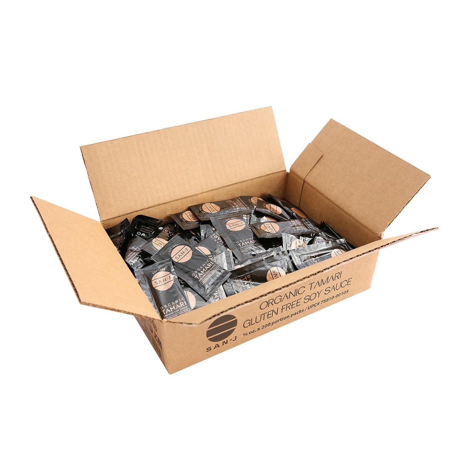 image:imageSanJ Organic Gluten Free Tamari Soy Sauce Made with 100 Whole Soy Specially Brewed 14 oz Individual Portioned Packets 200 PackOrganic Tamari