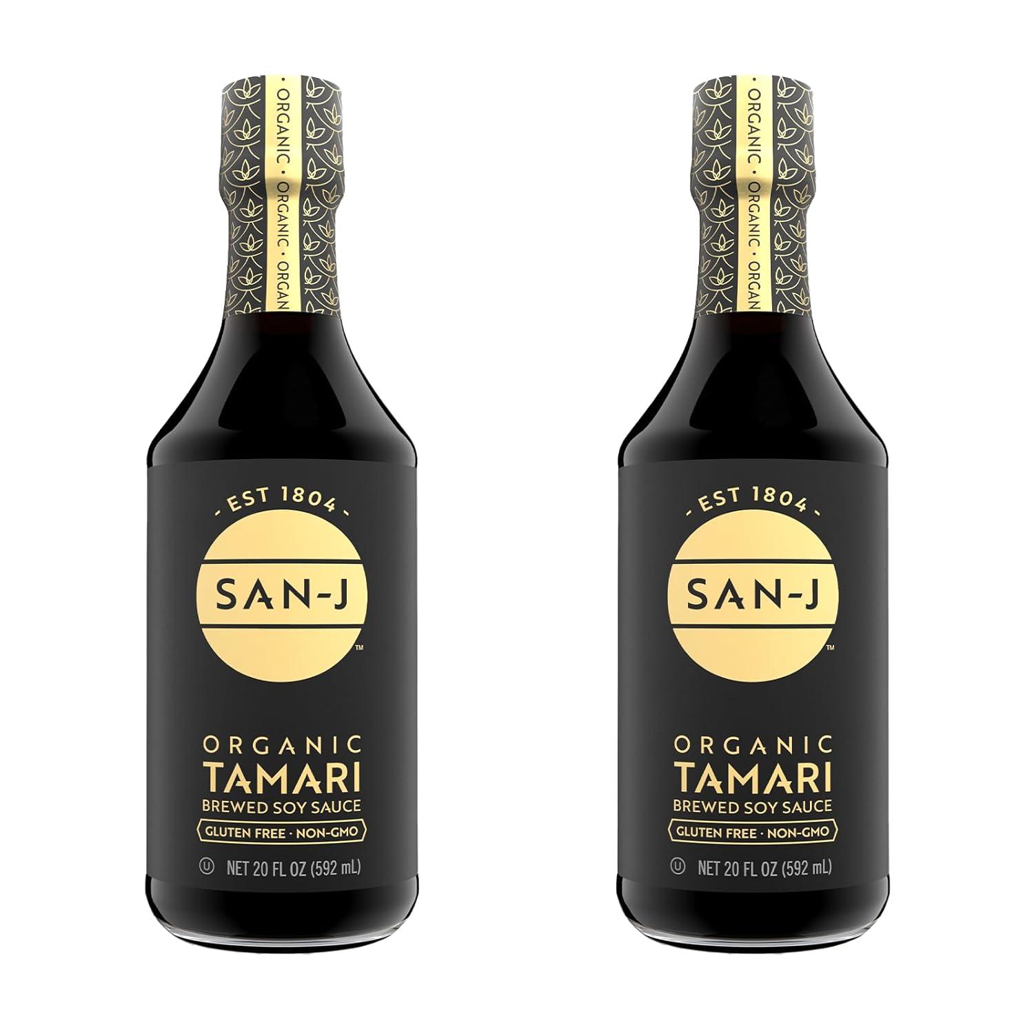 image:imageSanJ Organic Gluten Free Tamari Soy Sauce with 50 Less Sodium Made with 100 Whole Soy Specially Brewed 20 oz BottleOrganic Tamari