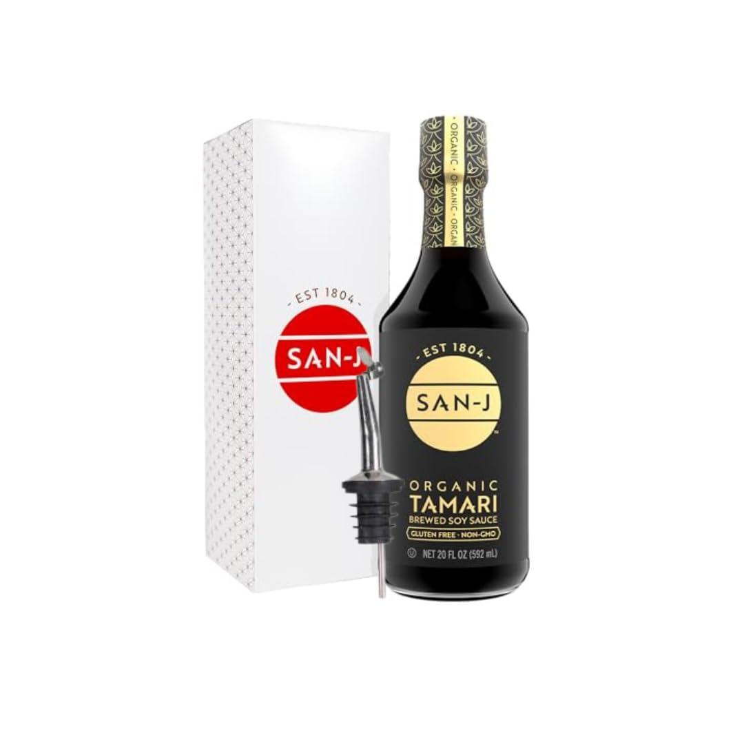 image:imageSanJ Organic Gluten Free Tamari Soy Sauce with 50 Less Sodium Made with 100 Whole Soy Specially Brewed 20 oz BottleOrganic Tamari