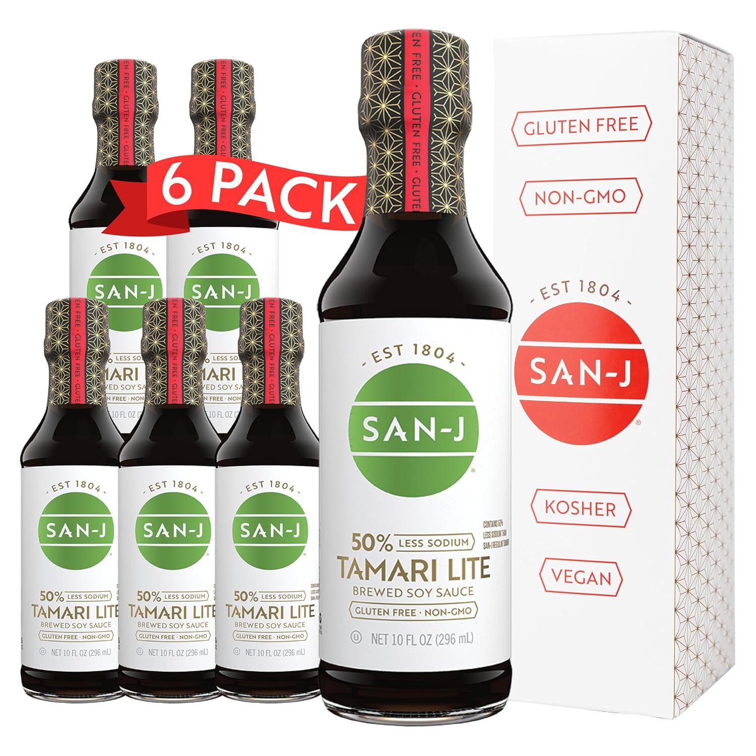 image:imageSanJ Organic Gluten Free Tamari Soy Sauce with 50 Less Sodium Made with 100 Whole Soy Specially Brewed 20 oz BottleOrganic Tamari Lite