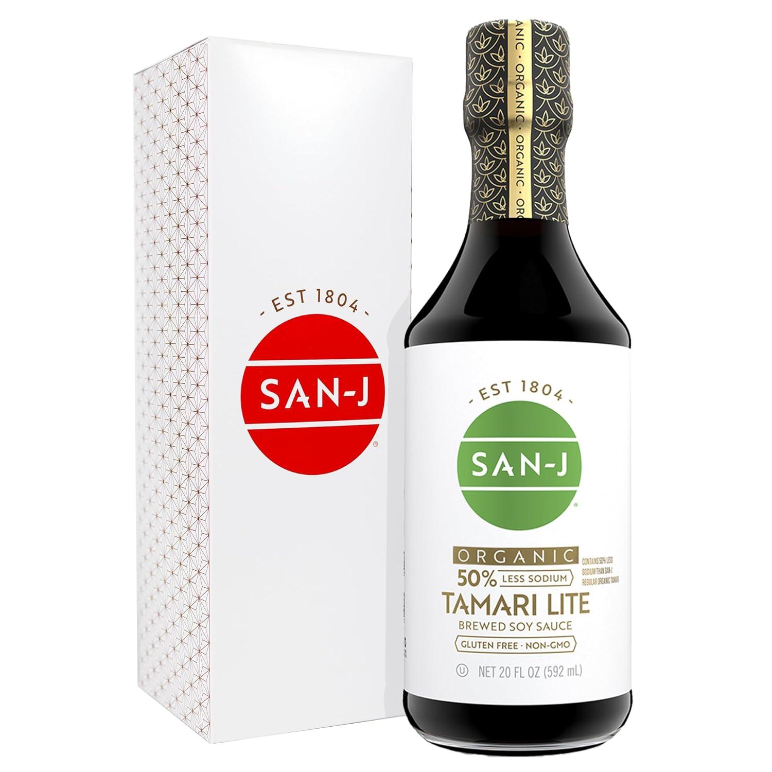 image:imageSanJ Organic Gluten Free Tamari Soy Sauce with 50 Less Sodium Made with 100 Whole Soy Specially Brewed 20 oz BottleOrganic Tamari Lite