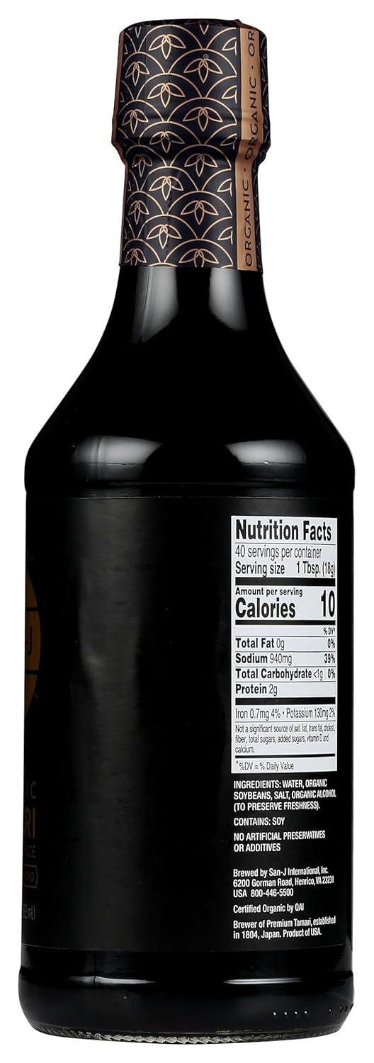 image:imageSanJ Organic Gluten Free Tamari Soy Sauce with 50 Less Sodium Made with 100 Whole Soy Specially Brewed 20 oz BottleSoy