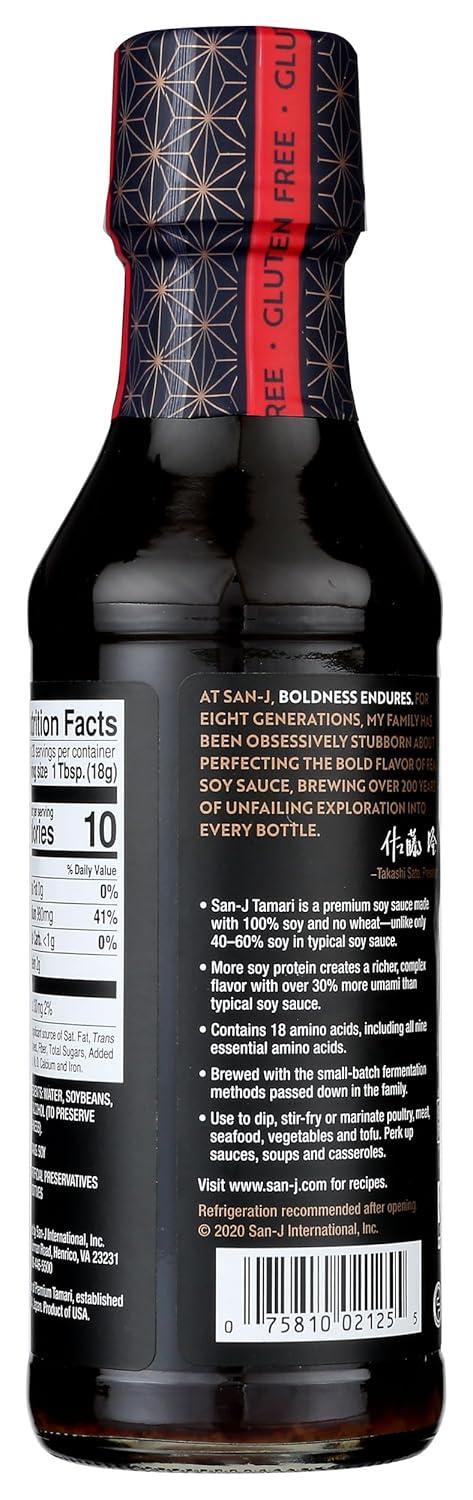 image:imageSanJ Organic Gluten Free Tamari Soy Sauce with 50 Less Sodium Made with 100 Whole Soy Specially Brewed 20 oz BottleTamari Premium Soya Sauce