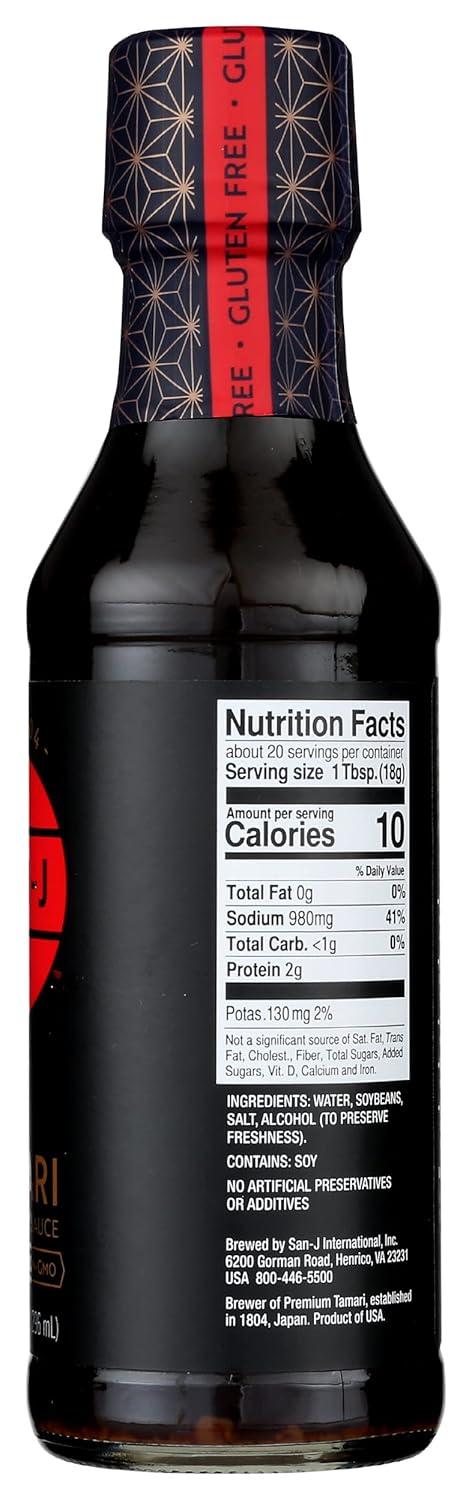 image:imageSanJ Organic Gluten Free Tamari Soy Sauce with 50 Less Sodium Made with 100 Whole Soy Specially Brewed 20 oz BottleTamari Premium Soya Sauce