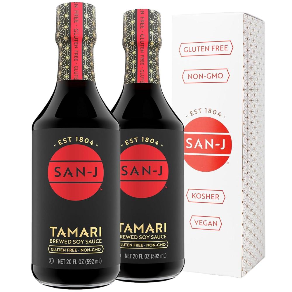 image:imageSanJ Gluten Free Tamari Soy Sauce Specially Brewed Made with 100 Soy 20 oz Bottles 2 Pack