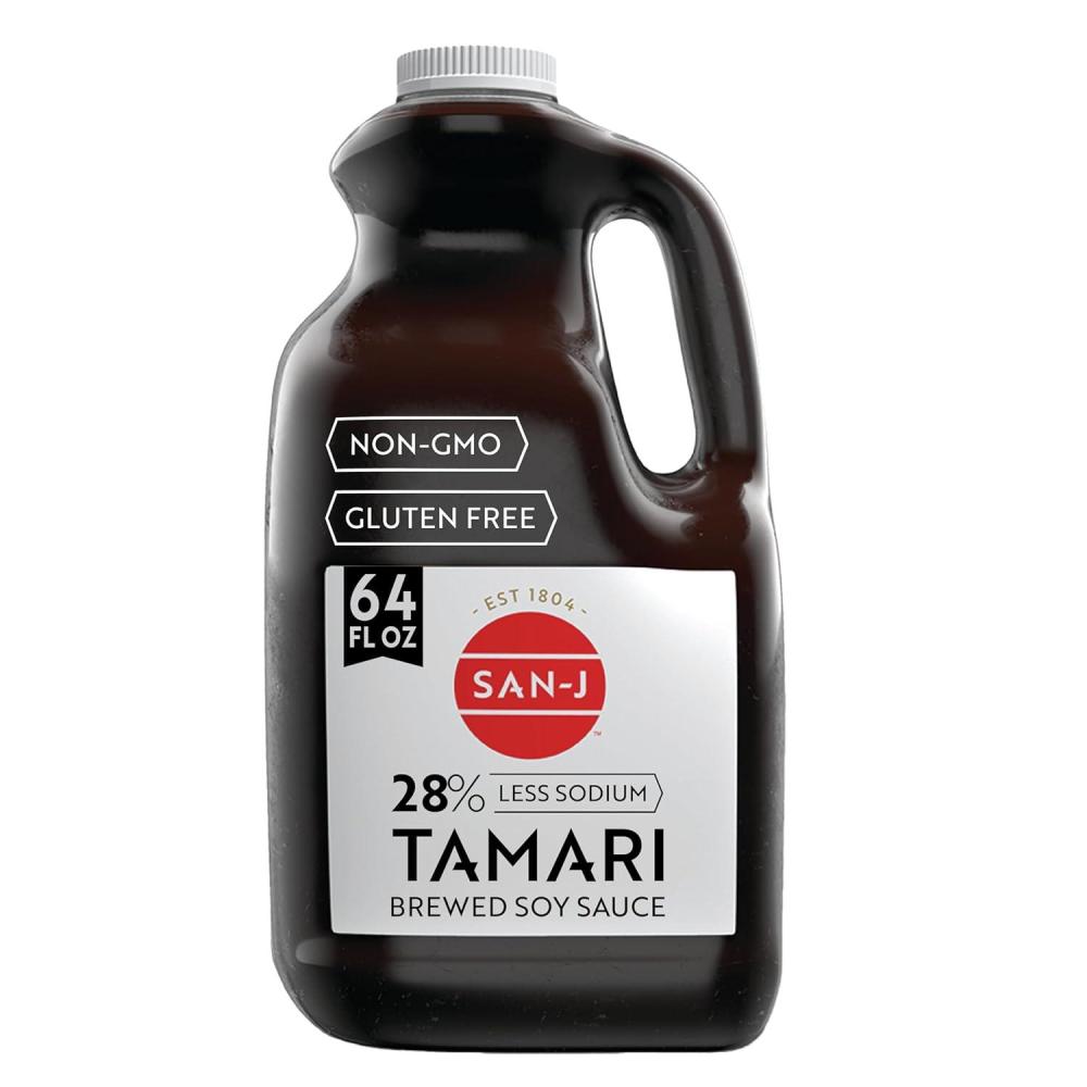 image:imageSanJ Gluten Free Tamari Soy Sauce with 28 Less Sodium Specially Brewed Made with 100 Soy 64 oz Container