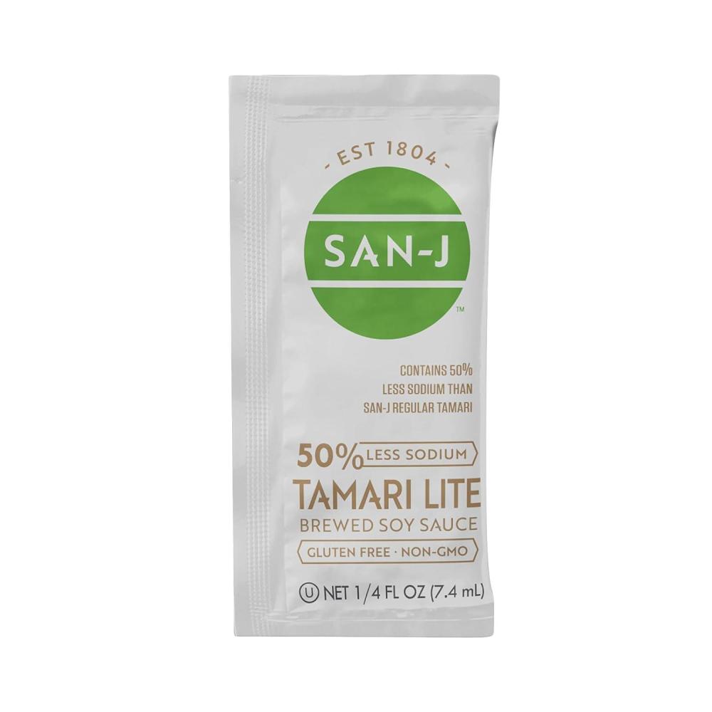 image:imageSanJ Organic Gluten Free Tamari Soy Sauce Made with 100 Whole Soy Specially Brewed 14 oz Individual Portioned Packets 200 PackTamari Lite