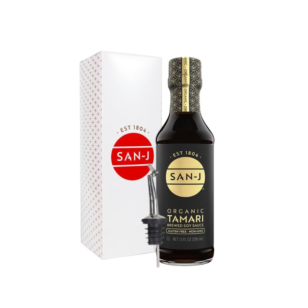 image:imageSanJ Organic Gluten Free Tamari Soy Sauce with 50 Less Sodium Made with 100 Whole Soy Specially Brewed 20 oz BottleOrganic Tamari