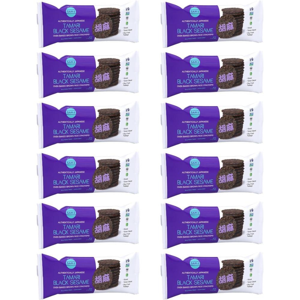 image:imageSanJ Tamari Black Sesame Crackers Specially Baked 37 oz Boxes 12 Pack
