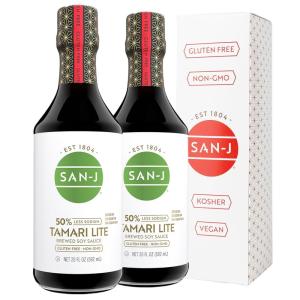 image:imageSanJ  Gluten Free Tamari Lite Soy Sauce with 50 Less Sodium  Made with 100 Soy  Specially Brewed  20 oz Bottles  2 Pack