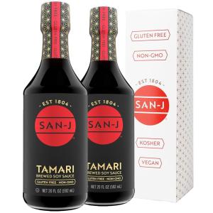 image:imageSanJ  Gluten Free Tamari Soy Sauce  Specially Brewed  Made with 100 Soy  20 oz Bottles  2 Pack