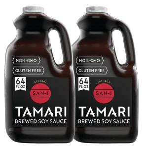 image:imageSanJ  Gluten Free Tamari Soy Sauce with 28 Less Sodium  Specially Brewed  Made with 100 Soy  10 oz Bottles  6 Pack64 Fl Oz Pack of 2